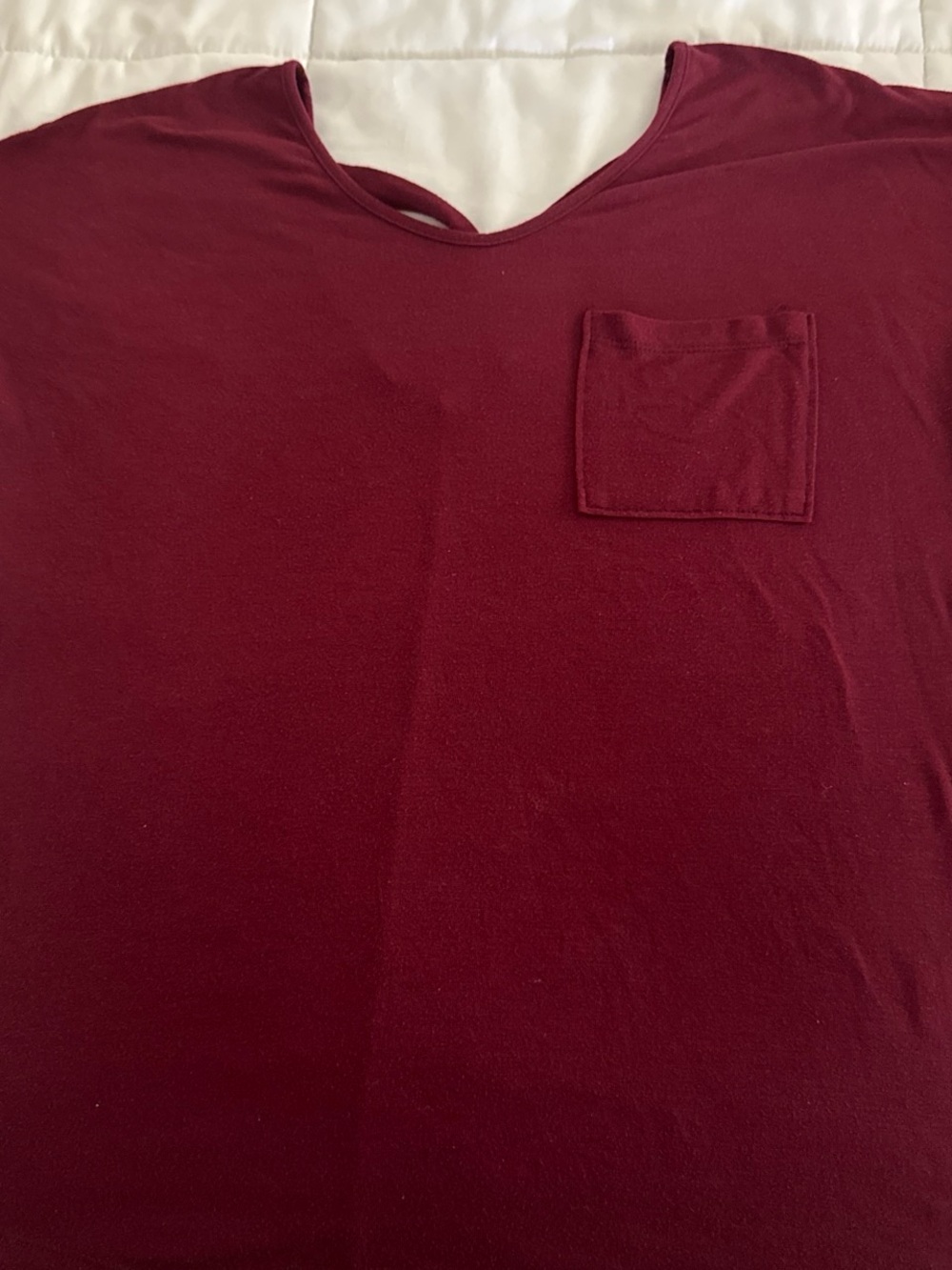 Men's Burgundy Pocket Crew Neck Shirt